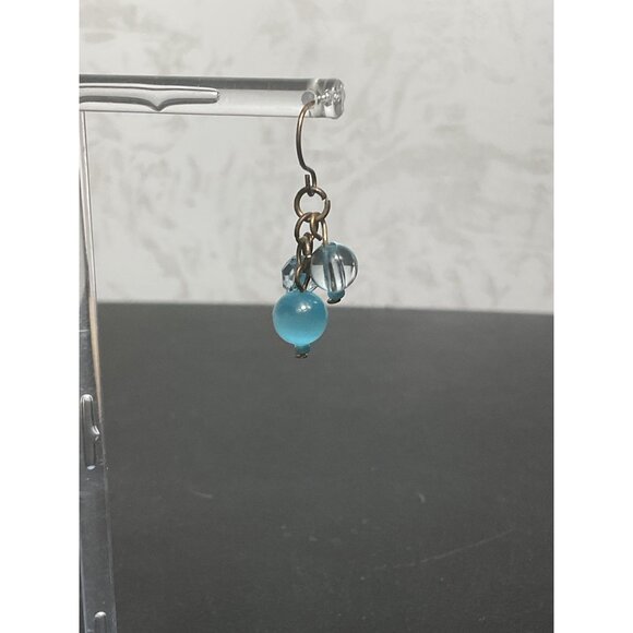 Opal Blue Bead Earrings & Necklace Set With Silver Chain - Picture 4 of 6